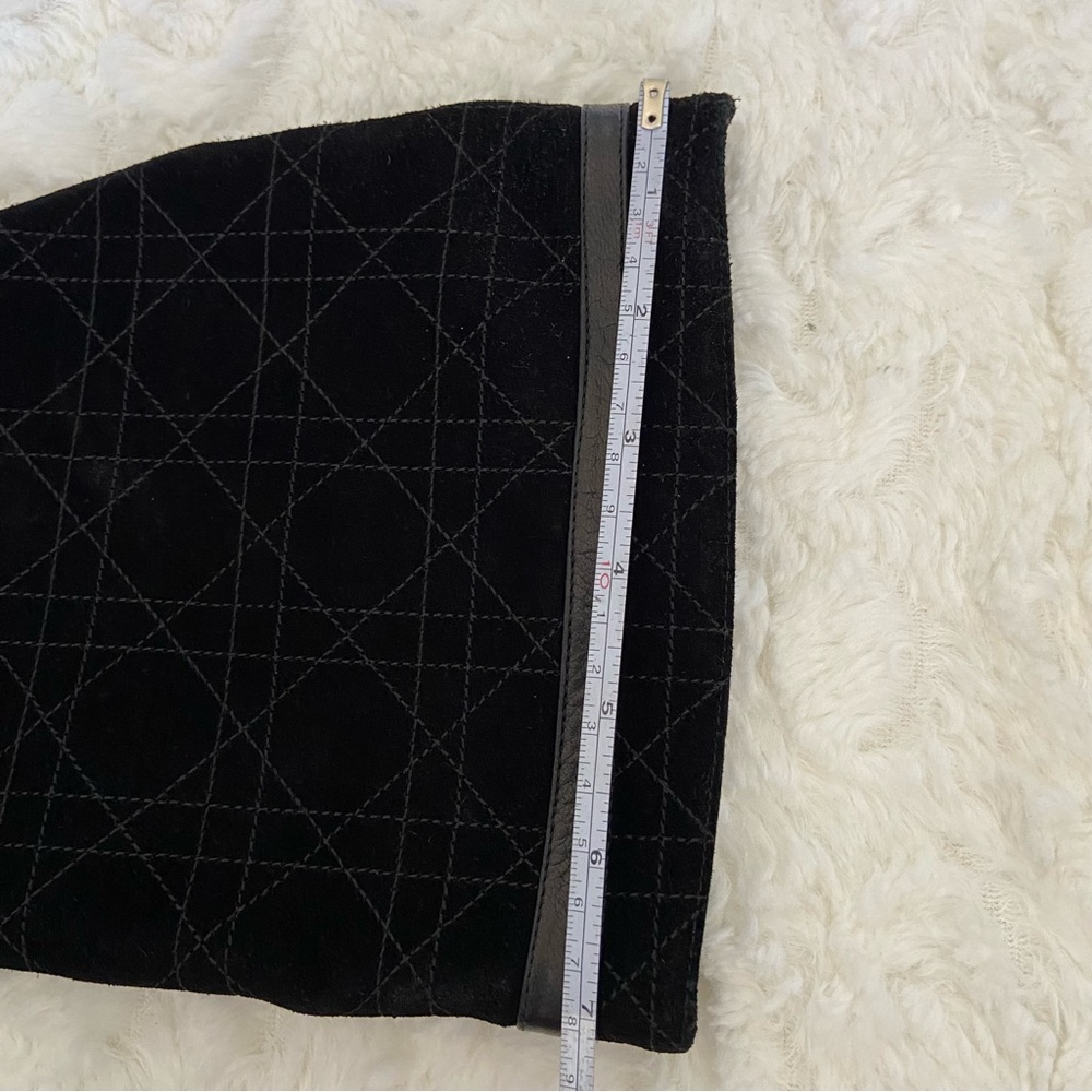 CHRISTIAN DIOR Cannage Quilted Suede Leather Knee-High Boots Stiletto He… - Picture 16 of 16